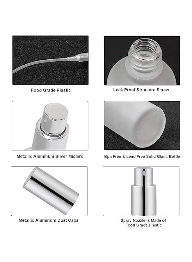 HOOKOR Spray Bottles 100ml, Frosted Glass Spray Bottles, 2Pcs Leak Proof Travel Empty Spray Bottles with Caps, Refillable Bottle for Perfume, Essential Oils, Makeup Toner Lotion Hair Sprayer (Silver) - Image 5