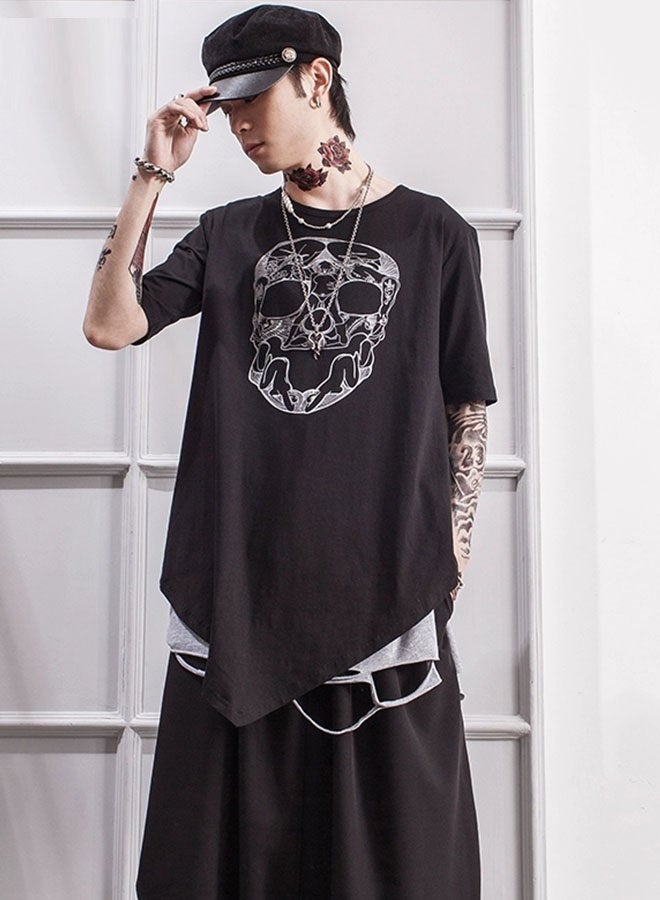 Summer men's loose pointed hem short-sleeved T-shirt - Image 3