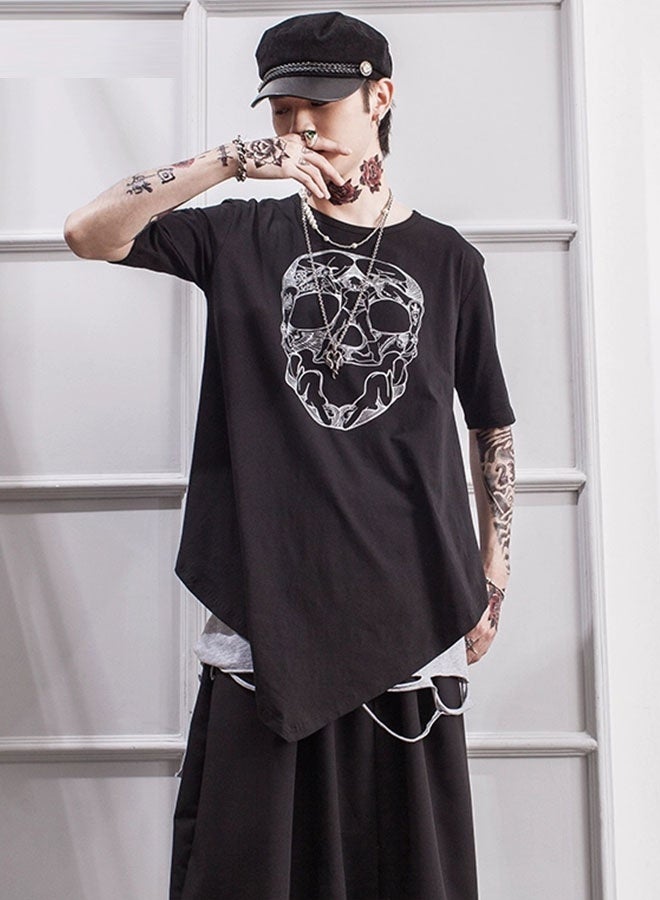 Summer men's loose pointed hem short-sleeved T-shirt - Image 4