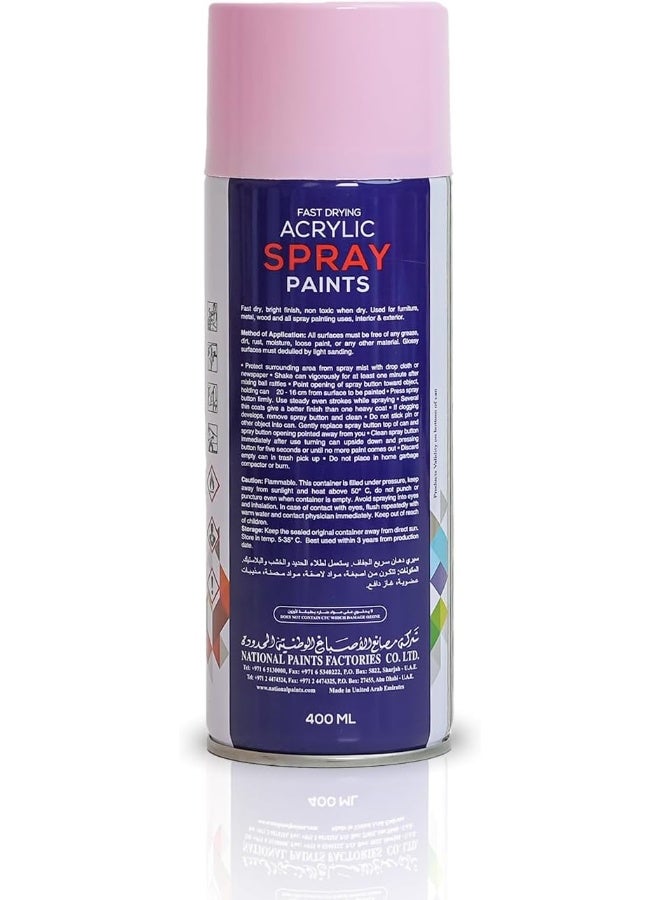NATIONAL PAINTS Fast Drying Acrylic Spray Paint - Pink Rose 107 - Image 2