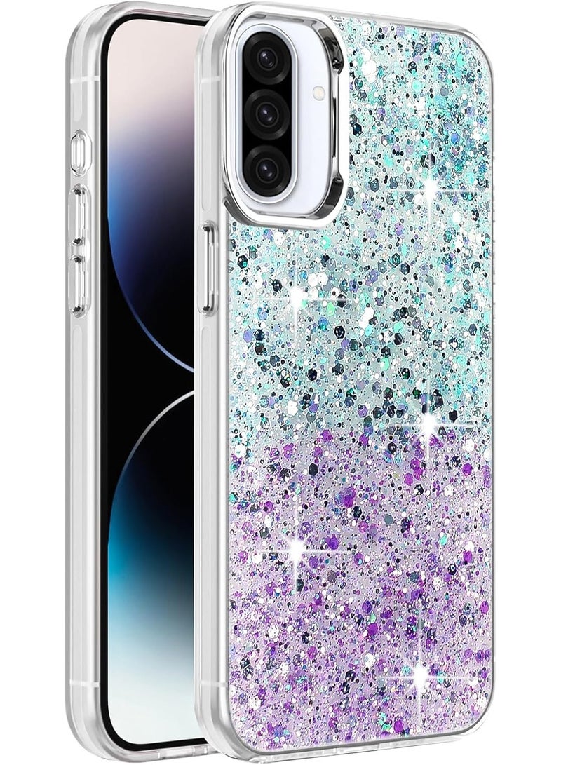 Compatible with Samsung Galaxy A36 5G&Samsung Galaxy A56 5G Case, Clear Glitter Bling Sparkly, Soft TPU Frame Bumper, Hard-Back Cover for Women&Girls,Transparent Protective (Green Purple) - Image 1