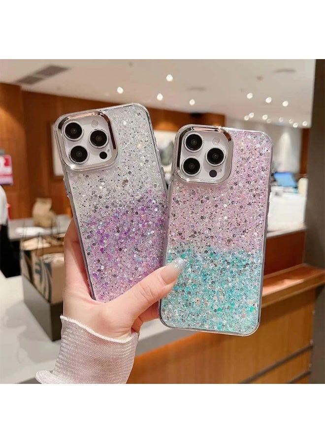 Compatible with Samsung Galaxy A36 5G&Samsung Galaxy A56 5G Case, Clear Glitter Bling Sparkly, Soft TPU Frame Bumper, Hard-Back Cover for Women&Girls,Transparent Protective (Green Purple) - Image 3