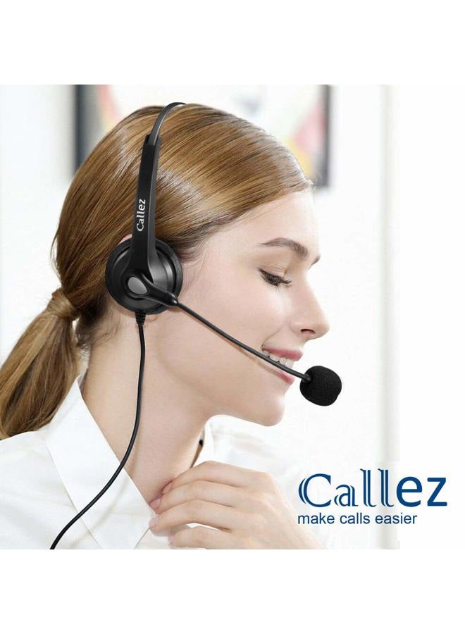 Callez USB Headset with Microphone Noise Cancelling & Audio Controls, Wideband Computer Headphones for Business UC Skype Lync Softphone Call Center Office, Clearer Voice, Super Light, Ultra Comfort - Image 2