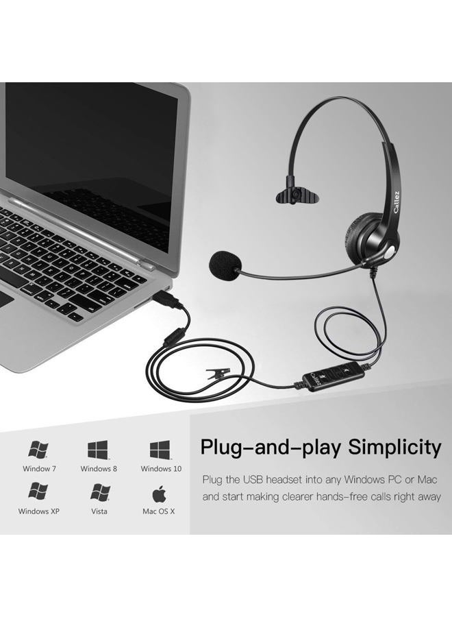 Callez USB Headset with Microphone Noise Cancelling & Audio Controls, Wideband Computer Headphones for Business UC Skype Lync Softphone Call Center Office, Clearer Voice, Super Light, Ultra Comfort - Image 5