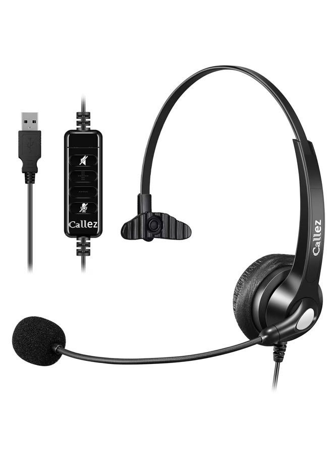Callez USB Headset with Microphone Noise Cancelling & Audio Controls, Wideband Computer Headphones for Business UC Skype Lync Softphone Call Center Office, Clearer Voice, Super Light, Ultra Comfort - Image 1
