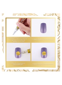 KASTWAVE Nail Art Pen 4 Pieces Nail Polish Pens Portable Nail Art Pens Fine Tip Nail Painting Drawing Nail Graffiti Pen Quick Dry DIY Flower Abstract Lines Details Nail Art Pens (Gold Silver Black White)  - Image 4