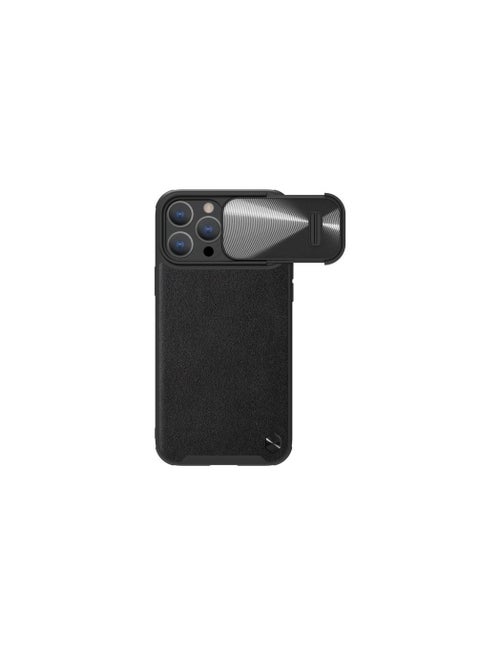 Cam Shield Leather S Case iPhone 14 Pro cover with camera cover black
