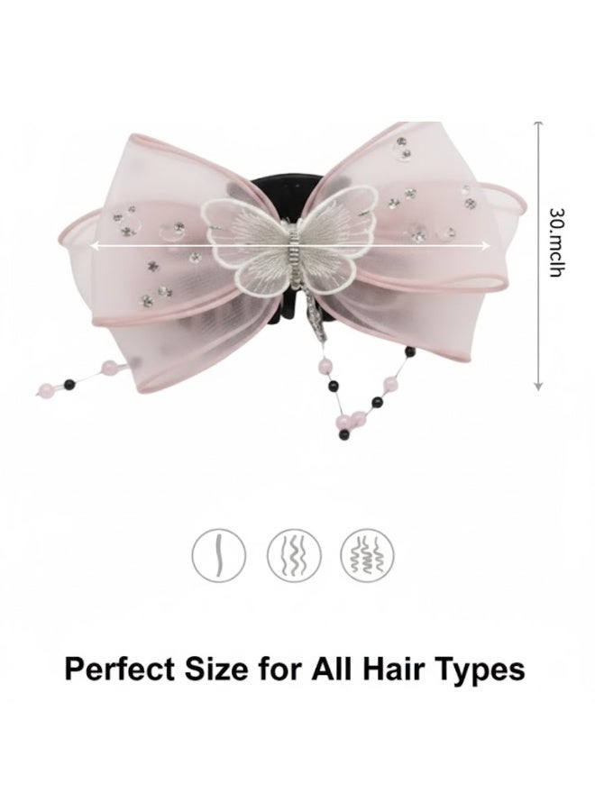 Dantiya Butterfly Hair Claw Clip for Women & Girls – Elegant Bow Hair Clip with Crystal Details, Strong Hold Decorative Claw Clip for Daily Wear, Parties & Gifts–Girls Fashion Hair Accessories for Styling, Pinning Bangs, Buns & Everyday Hairstyles - Image 5
