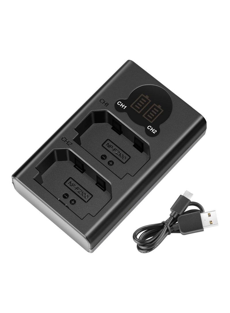 GUDOO Dual USB Charger for Sony NP-FZ100 Battery Compatible with Sony ZV-E1, FX3, FX30, A1, A9 II, A7R V, A7S III, A7 IV, A6600, A7C Cameras, Designed with LCD Display, Versatile Charging Options - Image 1