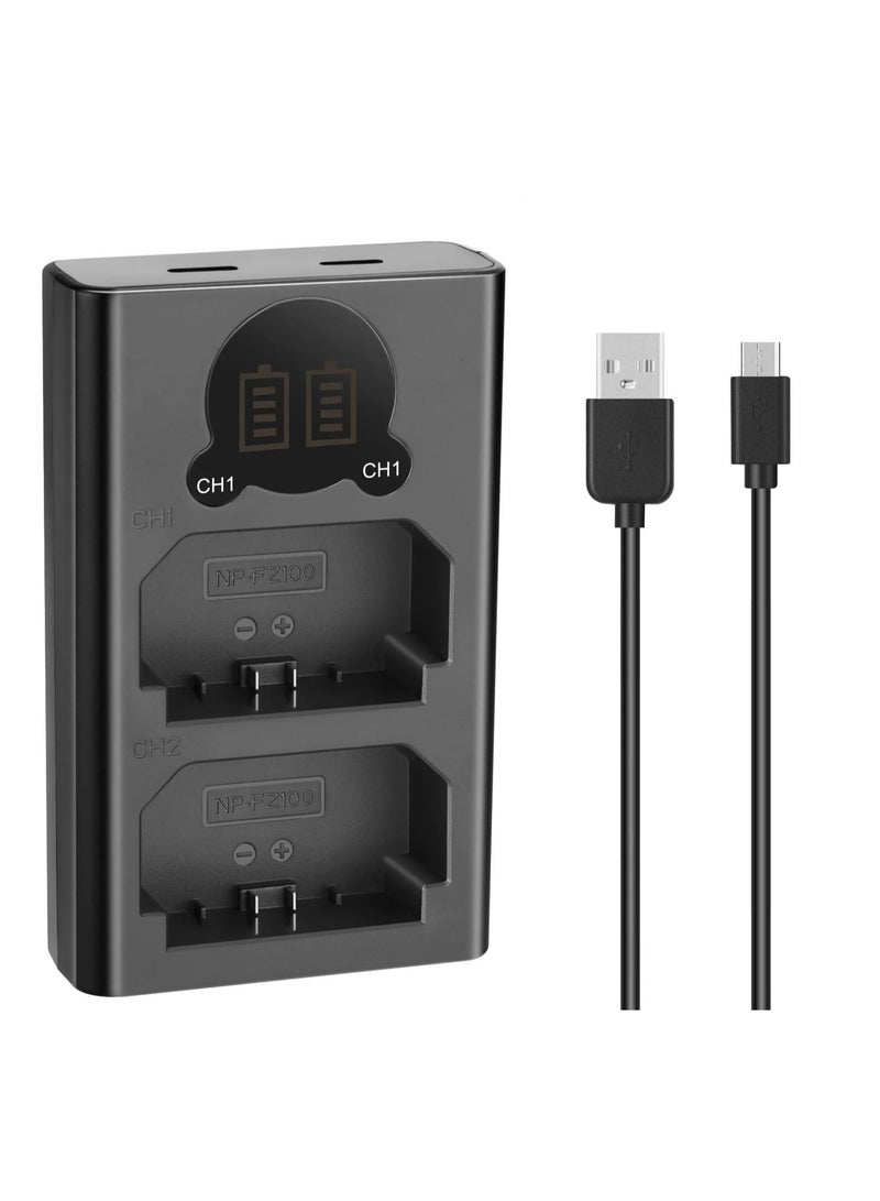 GUDOO Dual USB Charger for Sony NP-FZ100 Battery Compatible with Sony ZV-E1, FX3, FX30, A1, A9 II, A7R V, A7S III, A7 IV, A6600, A7C Cameras, Designed with LCD Display, Versatile Charging Options - Image 2