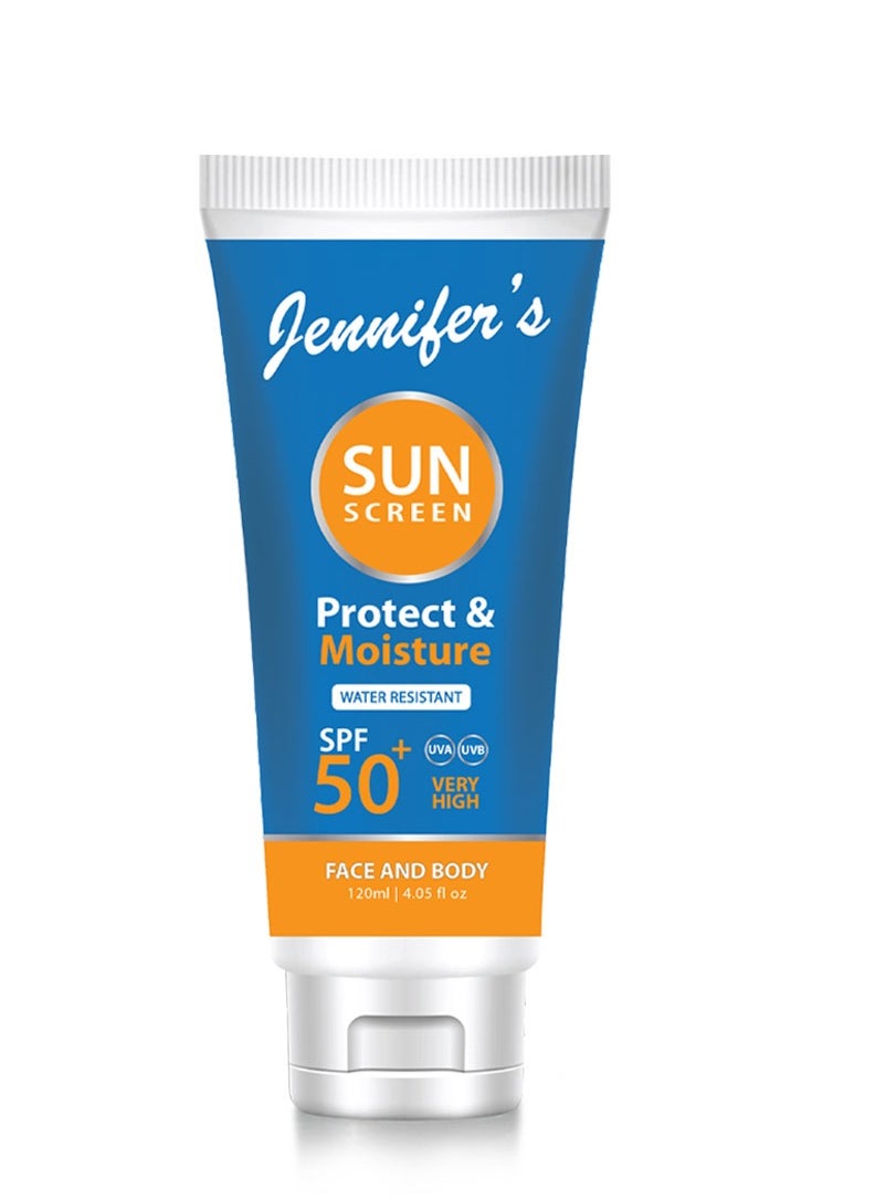 Jennifer's - Face And Body Sunscreen Lotion SPF 50, 120 ml For Healthy, Radiant Skin, Water Resistant - Image 1