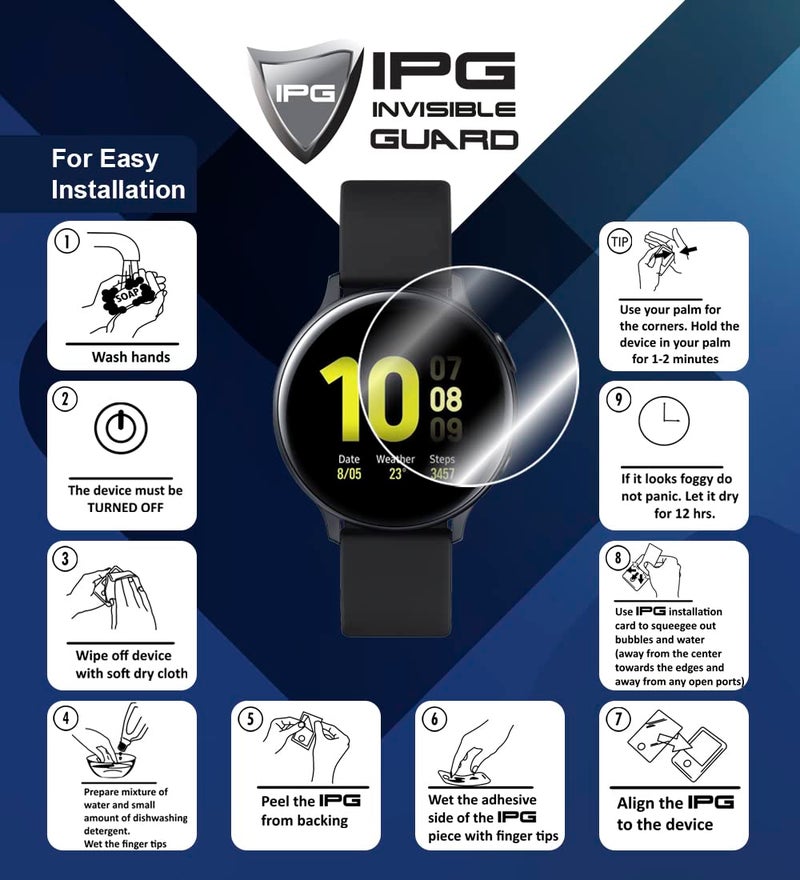 IPG for Amazfit GTS 4 Smart Watch Screen Protector (2 Units) Invisible Ultra HD Clear Film Anti Scratch Guard-Smooth/Self-Healing/Bubble -Free for GTS 4 - Image 4