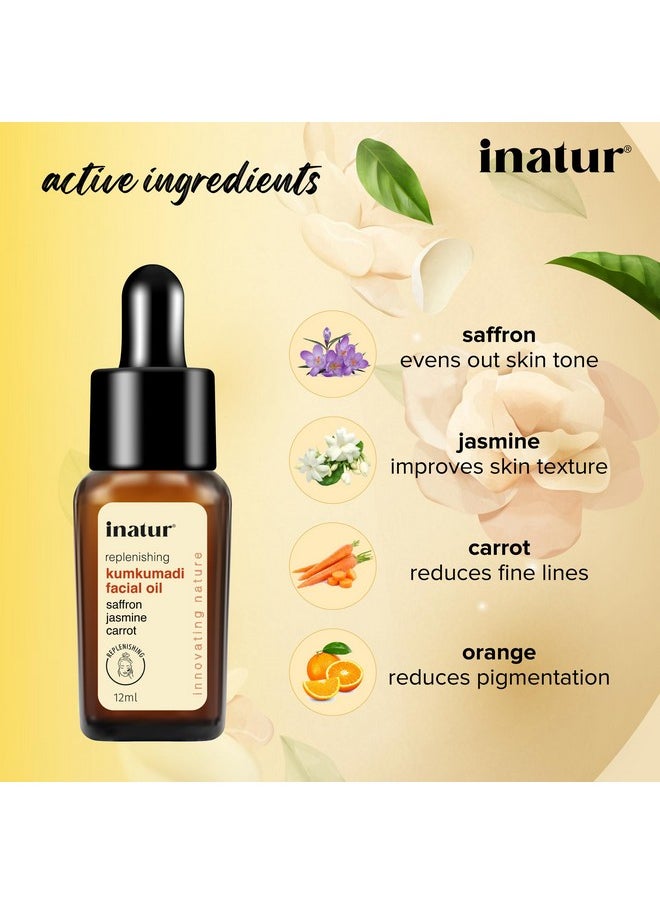 INATUR Kumkumadi Facial Oil| Radiant Glow, Reduces Pigmentation And Blemishes| With Ayurvedic Formulation| For All Skin Type| 12Ml  - Image 3