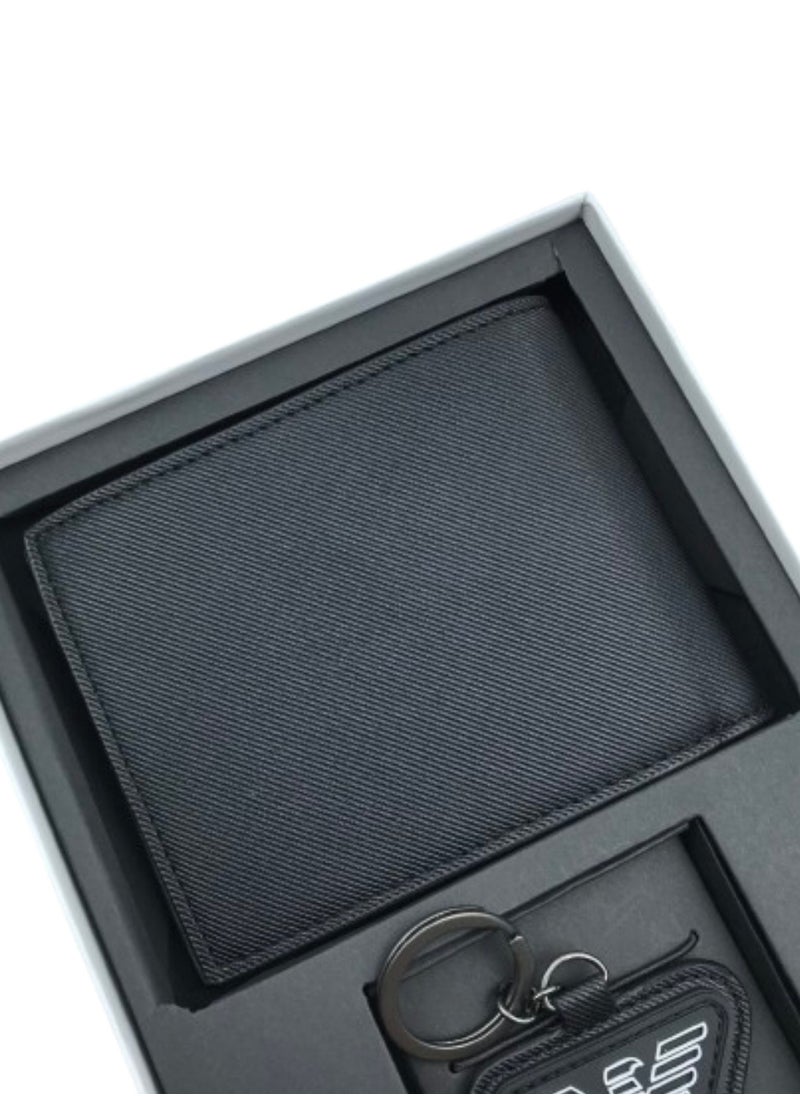 EMPORIO ARMANI - Emporio Armani Black Wallet-Keychain Set For Men - Image 1