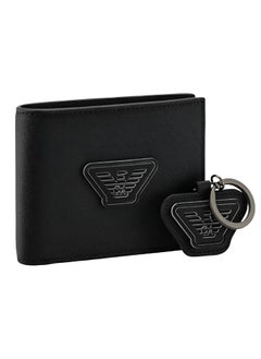 Emporio Armani Black Wallet-Keychain Set For Men