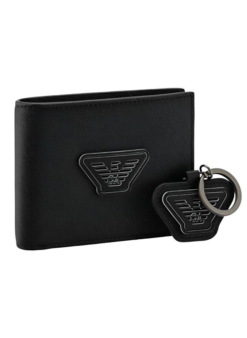 EMPORIO ARMANI - Emporio Armani Black Wallet-Keychain Set For Men - Image 1