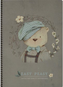 A4 Bear Design Spiral Striped Notebook 80 Sheets