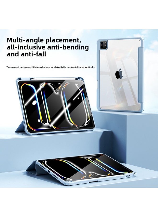 Suitable For Ipadpro11 Inch Protective Cover Mini7 With Pen Slot Flat Air6 Acrylic 10 Generation Hard Bottom Soft Edge Case-Color:Baby Powder [Aurora 1]]-Applicable Model:Pro7-13 Inch (M4) [2024]]  - Image 3