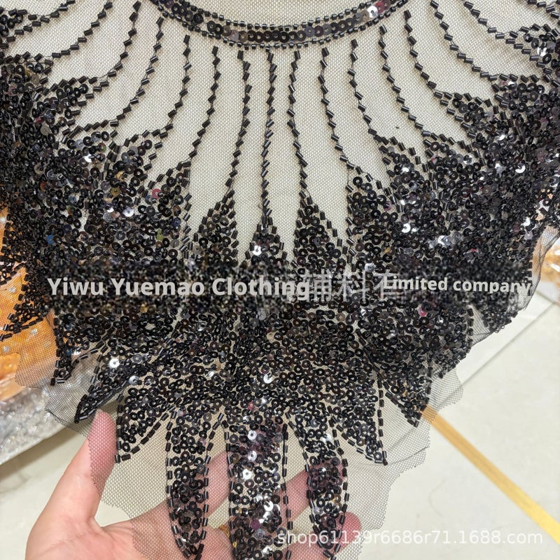 Leaf Pattern Beaded Mesh False Collar for DIY Craft - Image 3