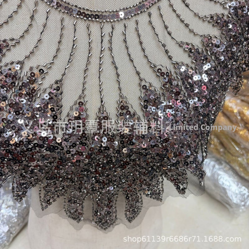 Leaf Pattern Beaded Mesh False Collar for DIY Craft - Image 4