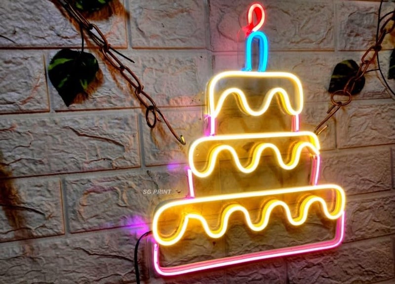 Wall Mitra Cake Neon Sign Led Blue Warm White Neon Lights for Wall Decor Light Up Signs for Bakery Dessert Shop Cake shop Resturant Bar Cafe Candyland Party Decorations12x18 - Image 4