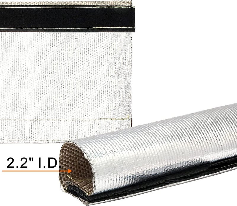 Ummickl Aluminized Heat Shield Fuel Line Sleeve - 2.2" I.D. x 3.3FT with 10 Stainless Steel Cable Ties - Silver - Image 4