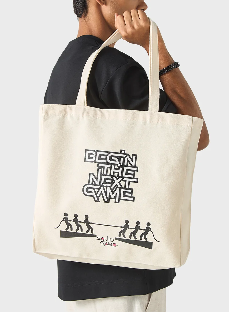 SP Characters Typographic Print Shopper Bag with Double Handle