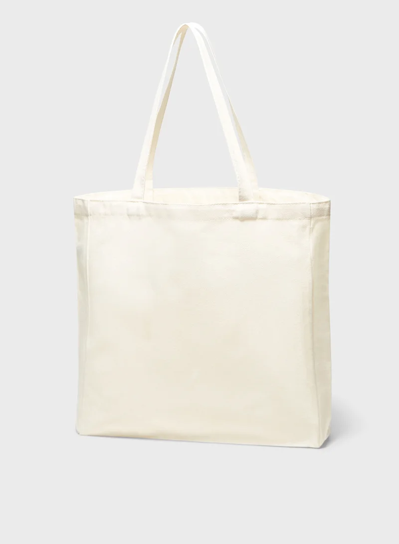 SP Characters Typographic Print Shopper Bag with Double Handle