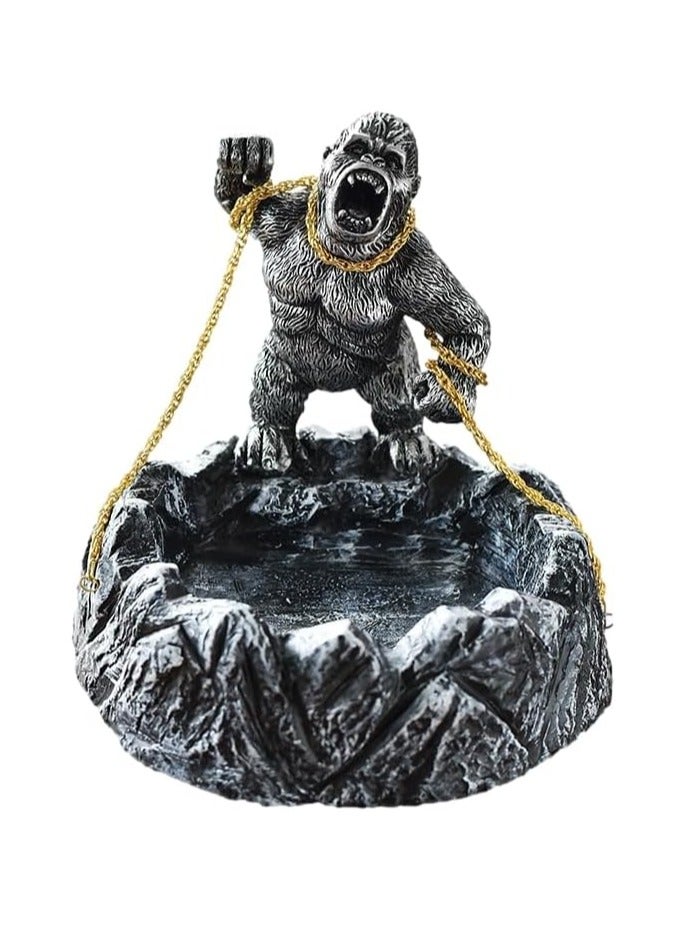 ديكور مكتب على شكل تمثال غوريلا، منحوتة منفضة سجائر رائعة ووعاء حلوى، هدية غريبة لتزيين طاولة القهوة، ديكور الرف، ديكور غرفة المعيشة - Image 1