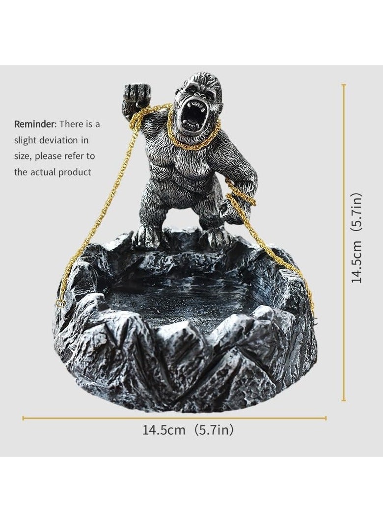 ديكور مكتب على شكل تمثال غوريلا، منحوتة منفضة سجائر رائعة ووعاء حلوى، هدية غريبة لتزيين طاولة القهوة، ديكور الرف، ديكور غرفة المعيشة - Image 3