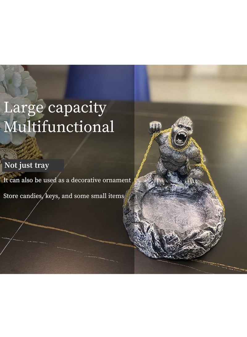 ديكور مكتب على شكل تمثال غوريلا، منحوتة منفضة سجائر رائعة ووعاء حلوى، هدية غريبة لتزيين طاولة القهوة، ديكور الرف، ديكور غرفة المعيشة - Image 4