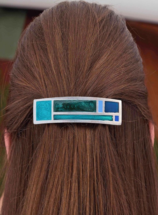 Danforth - Riversong/Twilight Barrette Large - Handcrafted Pewter Barrettes For Women - Large French Clip - Thick Hair Friendly - 3 3/8" long x 13/16" high, Made In USA - Image 3