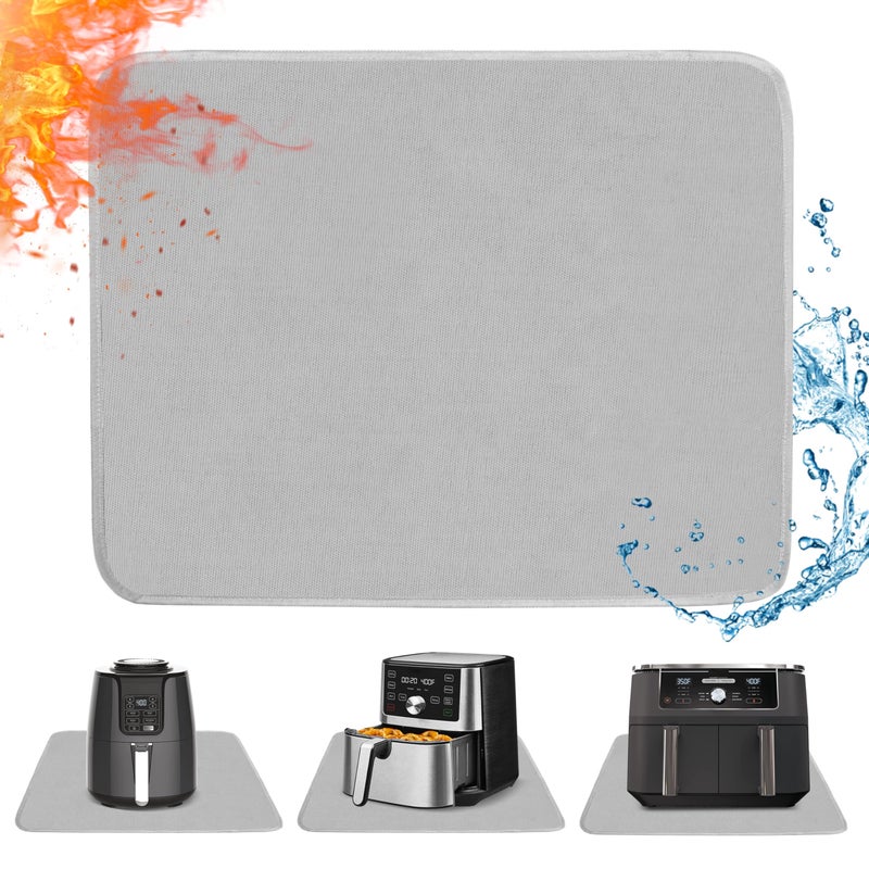 Amerbro Heat Resistant Mat for Air Fryer, 15 x 18in Heat Resistant Mat for Countertop, Fireproof Silicone Countertop Protector Appliance Slider for Air Fryer, Coffee Maker, Toaster, Oven (Grey) - Image 1