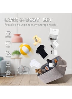 FASHION HOME 2PCS Storage Bins with Sturdy Cotton Handles Fabric Baskets for Organizing Closet Boxes  - Image 2