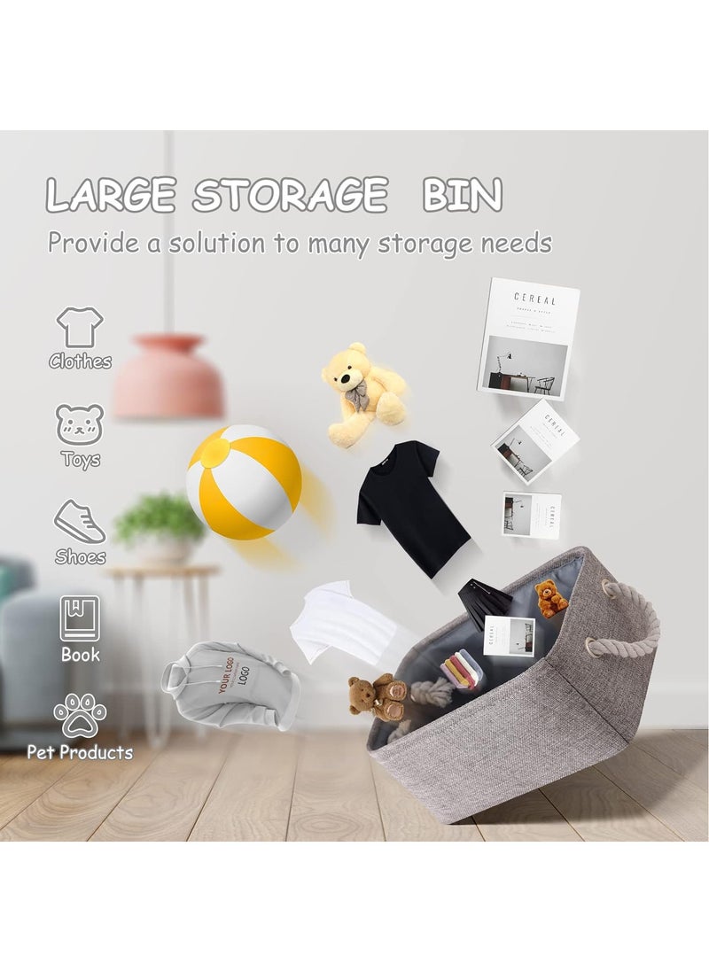 FASHION HOME 2PCS Storage Bins with Sturdy Cotton Handles Fabric Baskets for Organizing Closet Boxes  - Image 2