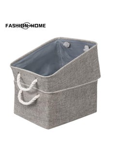 FASHION HOME 2PCS Storage Bins with Sturdy Cotton Handles Fabric Baskets for Organizing Closet Boxes  - Image 1