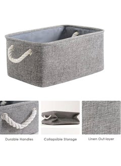 FASHION HOME 2PCS Storage Bins with Sturdy Cotton Handles Fabric Baskets for Organizing Closet Boxes  - Image 4