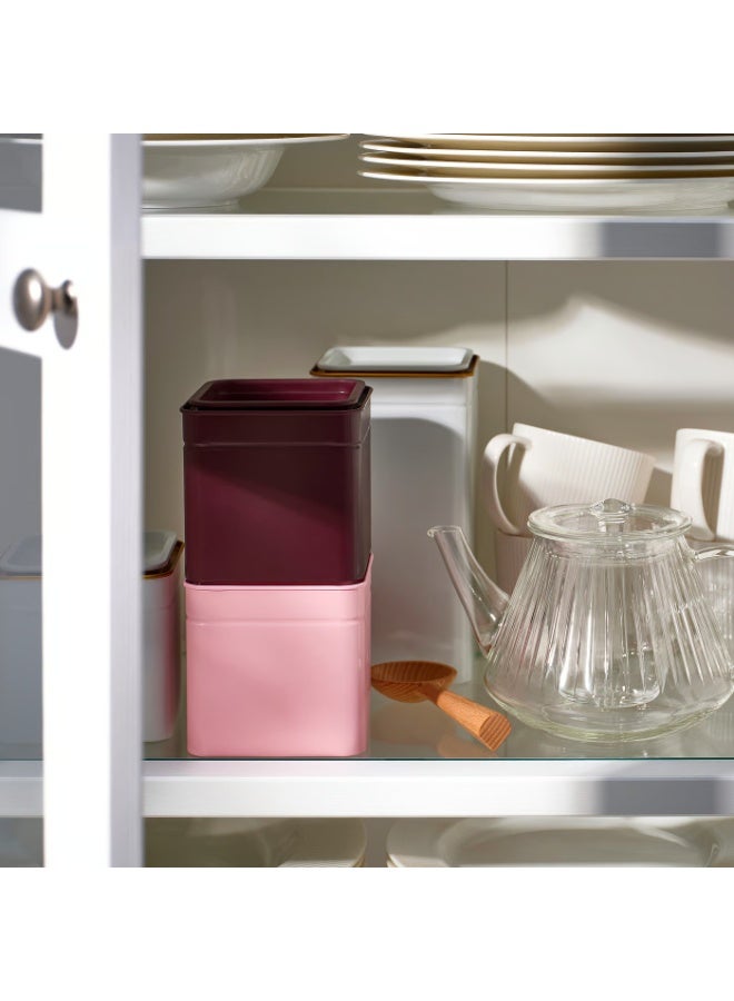 Baitique Tin with Lid, Brown-Red/Pink, 10x10x10 cm – Pack of 2 - Image 5