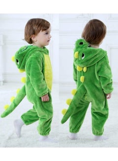 GGEROU Dinosaur Costume for Kids,Zipster Dinosaur Costume,Animal Onesie Pajamas,Dinosaur Costume with Attached Hood and Tail Green  - Image 5