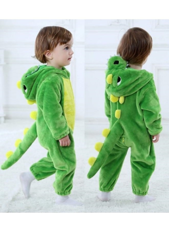 GGEROU Dinosaur Costume for Kids,Zipster Dinosaur Costume,Animal Onesie Pajamas,Dinosaur Costume with Attached Hood and Tail Green  - Image 5