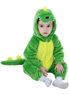 GGEROU Dinosaur Costume for Kids,Zipster Dinosaur Costume,Animal Onesie Pajamas,Dinosaur Costume with Attached Hood and Tail Green  - Image 1