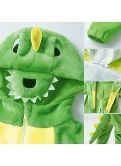 GGEROU Dinosaur Costume for Kids,Zipster Dinosaur Costume,Animal Onesie Pajamas,Dinosaur Costume with Attached Hood and Tail Green  - Image 2