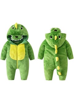 GGEROU Dinosaur Costume for Kids,Zipster Dinosaur Costume,Animal Onesie Pajamas,Dinosaur Costume with Attached Hood and Tail Green  - Image 3