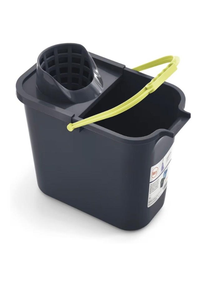 ريان دلو ميري البيضاوي بسعة 12 لتر مع عصّارة – رمادي وليموني. - Image 1