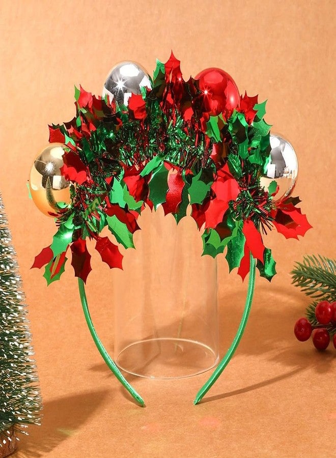 RUPOFUZA Christmas Headbands for Women Girls Glitter Colorful Tassel Headband Gold and Silver Balls Hair Bands Merry Christmas Headwear for Festive Party Hair Accessories Holiday New Year Headpiece Supplies - Image 3