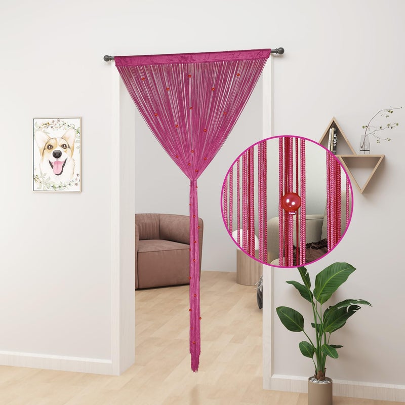 YIIBAII Beaded Curtain Beaded Curtains for Doorways Crystals Suitable for Interior Decoration and Partitions Hippy Closet Curtains (Plum Purple  39""x79"") - Image 2