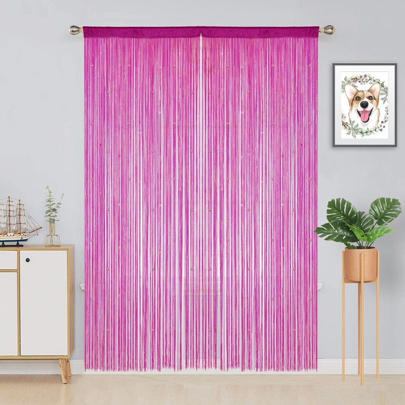 YIIBAII Beaded Curtain Beaded Curtains for Doorways Crystals Suitable for Interior Decoration and Partitions Hippy Closet Curtains (Plum Purple  39""x79"") - Image 3
