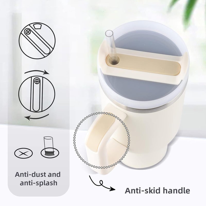 JOLYMIT Stainless Steel Tumbler with Handle and Lid Straw 1200ml Vacuum Insulated Tumbler Rose Cream Tumbler with Handle Cream - Image 2