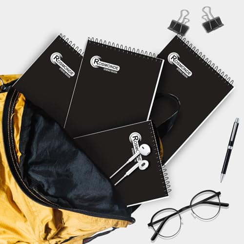 Rosmonde 12 Pack Spiral Steno Pads, 6 x 9, Gregg Rule, Black Steno Pad, Long Lasting - 80 Sheets (160 Pages), Top Spiral Notebook, Bulk Steno Notebook for Business, Top Spiral Steno Book for Office - Image 4