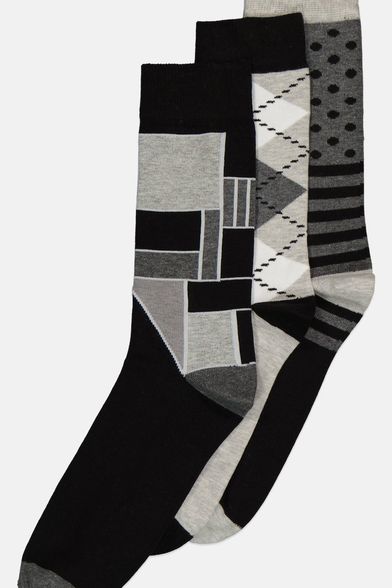 Men 5 Pairs Stripe Lightweight Crew Socks, Multicolor